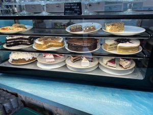Variety of delicious cakes!   at Cala Vegana in Menorca