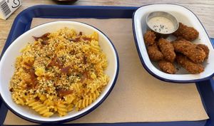 Max cheese, chicken strips   at Cala Vegana in Menorca