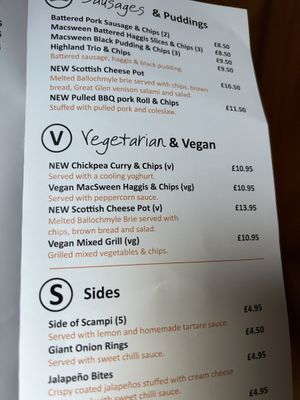 Vegan & Vegetarian section   at The Real Food Cafe in Tyndrum
