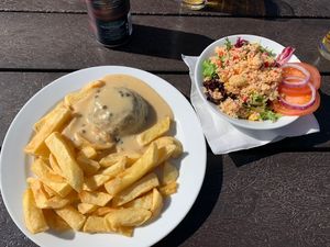 Vegan Haggis & vegan side Salat   at The Real Food Cafe in Tyndrum