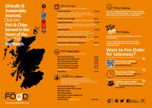 menu back page at The Real Food Cafe in Tyndrum