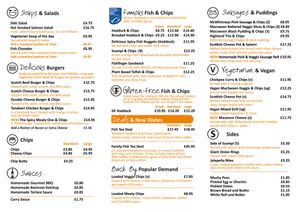 Menu main page at The Real Food Cafe in Tyndrum