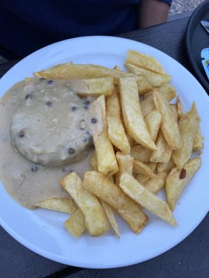 Haggis and peppercorn sauce at The Real Food Cafe in Tyndrum