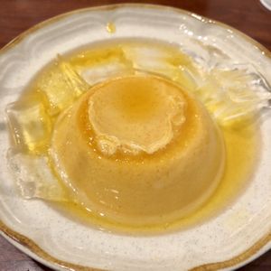 Flan (Vegan). Remember to remove the ice if it is served that way. Otherwise, the caramel sauce will get diluted.  at Thuyen Vien in Anaheim