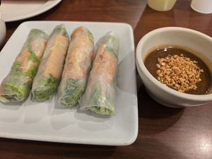 Jicama Spring rolls with peanut sauce at Thuyen Vien in Anaheim