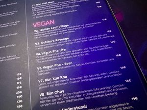 vegan menu  at Mizu Restaurant in Mannheim