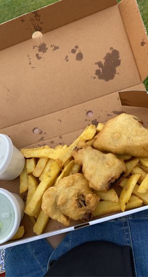 Vegan fish and chips! at The Captain's Table in Woolacombe
