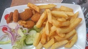 Vegan nuggets and chips at Barnacles in Llandudno