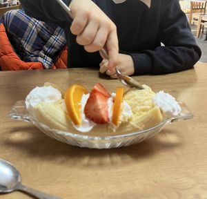After school treat banana split  at Barnacles in Llandudno