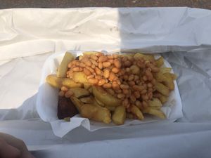 Sausage, beans and chips (by the sea!) at Barnacles in Llandudno