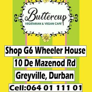 Address and contact details of Buttercup Vegetarian and Vegan Cafe in South Africa.  at Buttercup in Durban