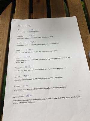 English menu at GreenGorilla in Budapest