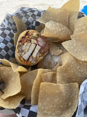 Vegan tofu burrito  at Banditos Cantina in Myrtle Beach