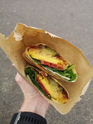 Sup wrap with homemade vegan pastrami at Ground Plant Based Coffee in Swansea