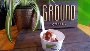 Soft serve gelato at Ground Plant Based Coffee in Swansea
