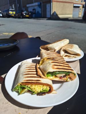 Sup wrap and breakfast wrap. Delicious! at Ground Plant Based Coffee in Swansea