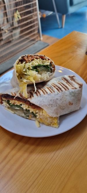 Super sub wrap at Ground Plant Based Coffee in Swansea