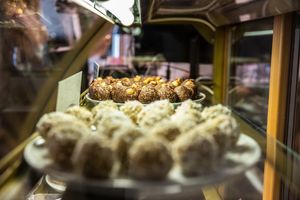 Homemade vegan organic deserts at Biopapa in Vilnius