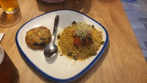 Tatín de verduras con Cous Cous at La Hormiga in Pontevedra