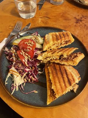 Red pesto and tofu baguette  at Källarbyn in Stockholm