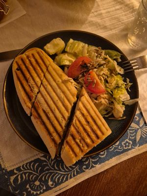 Red pesto and smoked tofu sandwich at Källarbyn in Stockholm