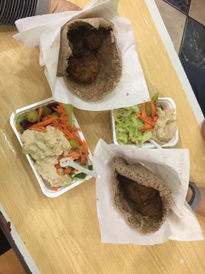 Falafels are fried to order and a deliciously served hot. at Mr Falafel - Lemonnier in Brussels