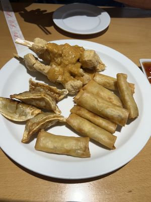 Vegan platter - the puffed tofu with peanut sauce was especially good.   at 288 Bar & Wok in Cheltenham
