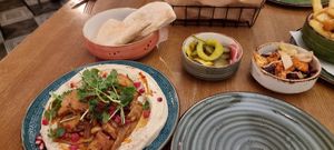 Hummus shawarma main meal at Bliski Wschód in Warsaw