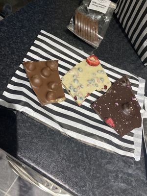 Milkt macadamia & hazelnut, fruit of the forest, dark rose lychee & raspberry  at Tempt in York