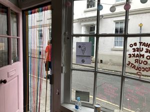 enter through the rainbow curtain.  at Tempt in York