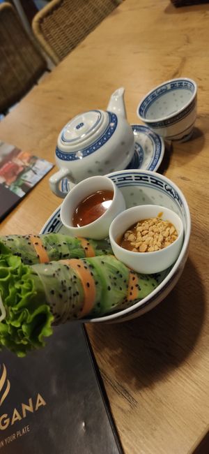 Fresh spring rolls at La Vegana in Warsaw