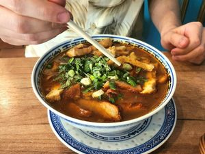 Dish 36- rich tofu and seitan reman at La Vegana in Warsaw