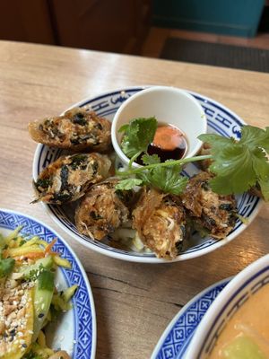 Springrolls with dip   at La Vegana in Warsaw