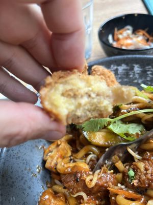 Crispy Seitan Appetizer with 80% Batter and undercooked insidee  at La Vegana in Warsaw