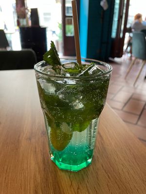 Mimosa. I do not know what gave it that neon green color. at La Vegana in Warsaw