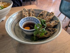 Vietnamese style spring rolls at La Vegana in Warsaw