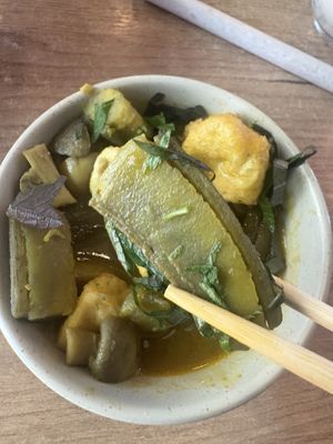 Tofu and plantains  at La Vegana in Warsaw