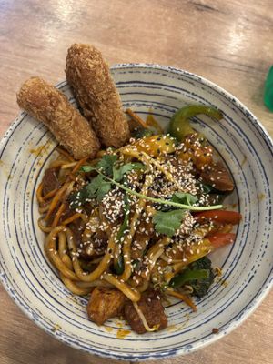 Udon noodles  at La Vegana in Warsaw