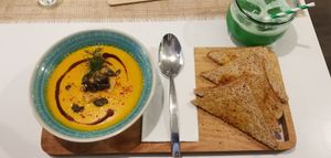 Kürbissuppe at Nao Vegan Cafe & Bar in Hamburg