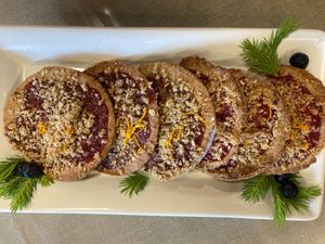 Rhubarb Ginger Strussel bars. at Dan d'Lion Eatery in Hungry Horse