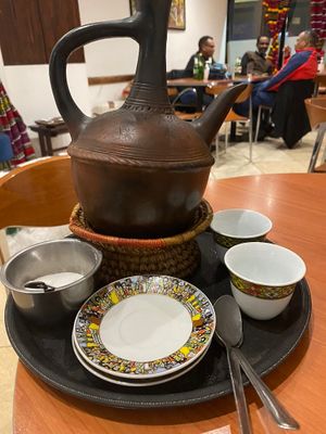 After-dinner coffee  at Harar Restaurant in South West London