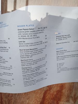 Menu at Betel Boy in Daylesford