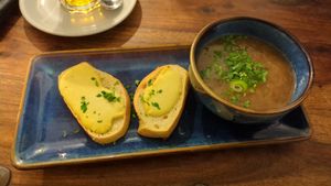 Seasonal dish: French onion soup (January 2024) at Pfannenzauber in Aachen