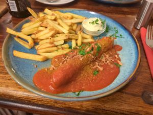 Currywurst and fries (#veganuary 2025)  at Pfannenzauber in Aachen