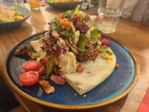 Seasonal dish: Falafel flatbread (July 2025)  at Pfannenzauber in Aachen