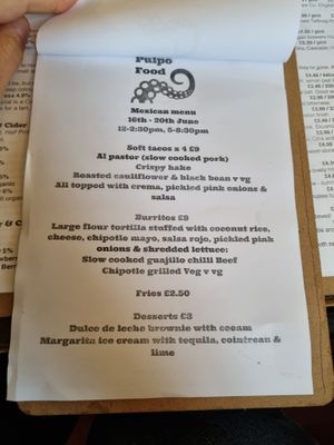 Current theme menu at Green Dragon in Bungay