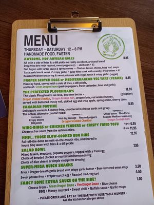 Current menu. Unfortunately I forgot to take a picture of my food at Green Dragon in Bungay