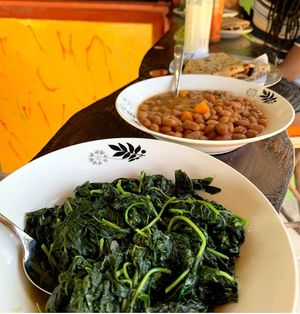 Greens, beans & chapatis at Vegan Basket in Kilifi