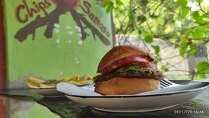 Black bean burger at Vegan Basket in Kilifi