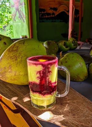 mango beetroot smoothie at Vegan Basket in Kilifi